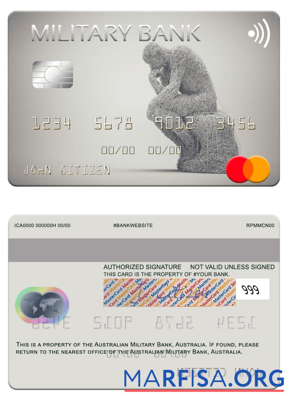 Downloadable Australia Australian Military Bank mastercard real example